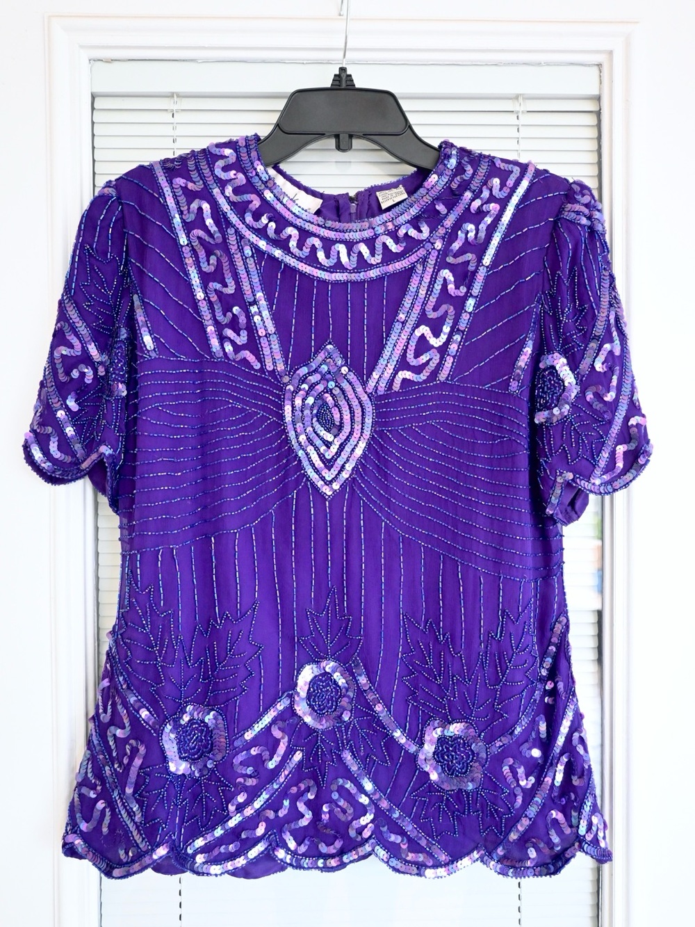 Laurence Kazar Purple Beaded Midi Dress - Picture 2 of 6